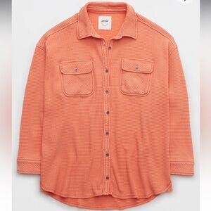Aerie LumberJane Waffle Shirt Orange M